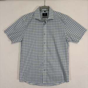 Forsyth Of Canada Shirt Mens Medium Blue White Short Sleeve Button Up